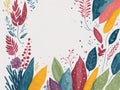 Watercolor illustrated leaves and flowers background. copy paste, copy space. ai generative