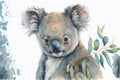 Watercolor illustration of an adorable koala