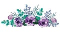 Watercolor illustration. anemones flowers, eucalyptus