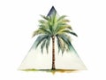 Watercolor Illustration of Architect Side View with Triangle Palm Tree on White Background AI Generated Royalty Free Stock Photo