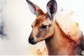 Watercolor illustration of an Australia kangaroo