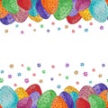 Watercolor illustration background for greeting card for text Happy Easter. Seamless square pattern-border Royalty Free Stock Photo