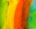 Watercolor illustration background rainbow. Green,yellow,red,blue texture