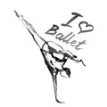 Watercolor illustration ballerina icon in dance. Design poster ballet school, studio