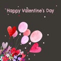 Watercolor illustration with balloons, hearts,leaves, herbs and flowers. Happy Valentine`s Day. Love text Royalty Free Stock Photo