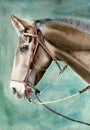 Watercolor illustration of a beautiful brown horse Royalty Free Stock Photo