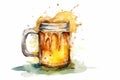 Watercolor Illustration of a Beer Mug splash Royalty Free Stock Photo