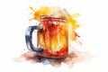 Watercolor Illustration of a Beer Mug splash Royalty Free Stock Photo