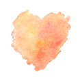 Watercolor illustration of a beige peach heart blurred by water. postcard to the day of St. Valentine