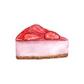 Watercolor illustration of berry cheesecake on a white background