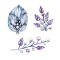 Watercolor illustration with bijouterie, silver jewelry. Crystals, pearls, feathers. It can be used for card, postcard