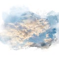 Watercolor illustration of sky with cloud retouch.