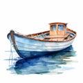 Charming Watercolor Wooden Boat Clipart On White Background