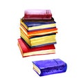 Watercolor illustration of books. Original hand drawn old closed school books isolated on white background. School Royalty Free Stock Photo