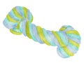 Watercolor knot toy for dogs isolated on white background. Element for various pets products, interior, furniture etc.