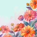 watercolor painting of flowers - zinnias