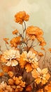 watercolor painting of flowers - yellow marigolds