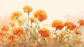 watercolor painting of flowers - yellow marigolds