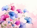 watercolor flower background - morning glories Royalty Free Stock Photo