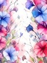 watercolor flower background - morning glories Royalty Free Stock Photo