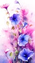 watercolor flower background - morning glories Royalty Free Stock Photo