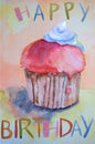 Watercolor illustration of cake Royalty Free Stock Photo