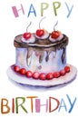 Watercolor illustration of cake Royalty Free Stock Photo
