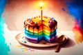 Watercolor illustration of cake birthday decorations Royalty Free Stock Photo