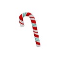 Watercolor illustration of candy cane with red, white and blue stripes on a white background. Isolated Christmas sweetness for pri Royalty Free Stock Photo