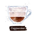 Watercolor illustration of Cappuccino coffee