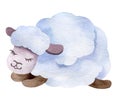 Watercolor illustration of cartoon sheep. Royalty Free Stock Photo