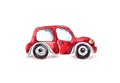 Watercolor illustration.children's toy red car. Isolated on a white background Royalty Free Stock Photo