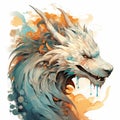 Watercolor illustration of a Chinese dragon. Manga clothing print Royalty Free Stock Photo