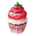 illustration, christmas cupcake, pink cream, christmas sweets, christmas decorations