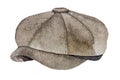 Watercolor classic dark brown cap. Fashion headwear for gentlemen in vintage style