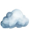 A watercolor illustration of a cloud, primarily in soft blues and grays. It features a Royalty Free Stock Photo