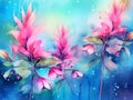 watercolor background fuchsia flowers