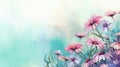 watercolor background - pink and purple cone flowers Royalty Free Stock Photo