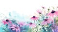 watercolor background - pink and purple cone flowers