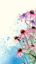 watercolor background - pink and purple cone flowers