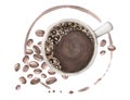 Watercolor illustration with coffee and grains Royalty Free Stock Photo