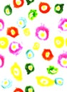 Watercolor illustration of colorful circles white background