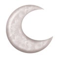 Watercolor illustration of a crescent moon in white. Children's toy month isolated on a white background