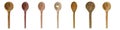 Watercolor illustration of culinary wooden brown cooking spoons for the kitchen