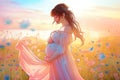 Pregnant mom watercolor Royalty Free Stock Photo