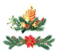 Watercolor illustration of decor for Christmas and New Year. Royalty Free Stock Photo