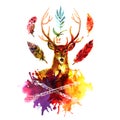 Watercolor illustration deer Royalty Free Stock Photo