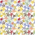 Watercolor illustration of a dense multicolored pattern of flowers on a white background. Royalty Free Stock Photo