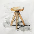 Industrial Style Barstool Watercolor Illustration