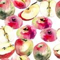 Watercolor illustration of Donut peaches and apples Royalty Free Stock Photo